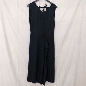 Prada Black Sleeveless Midi Dress w/ Side Ruffle